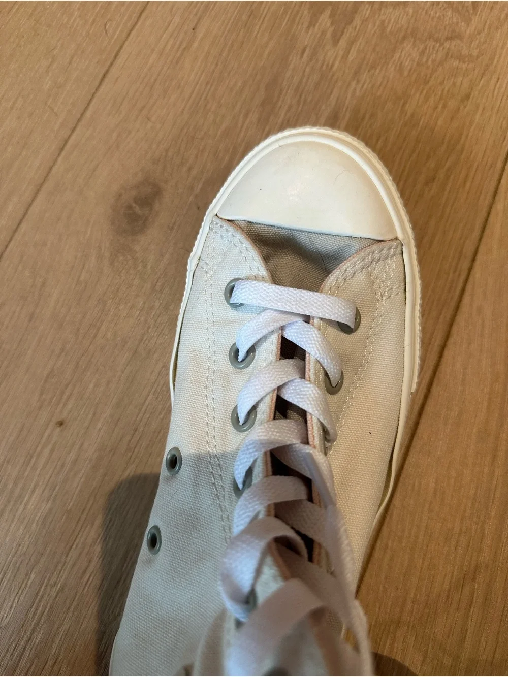 Classic High-Top Canvas Converse Sneakers in Cream/Light Gray